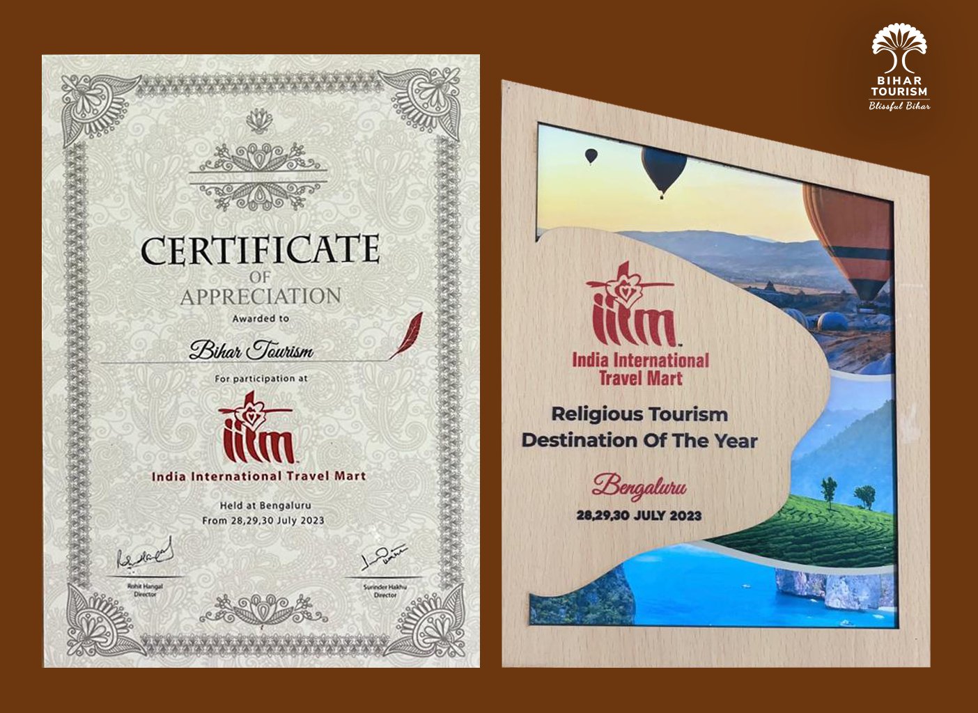 Bihar got the Religious Tourism Destination of the Year Award  Patna.  2 August 2023